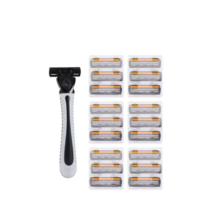 kf-Sdf1f746e49c549c1a65ba6566c680bb0x Shaver Brand New Design Men Razor Shaving Three Layer Shaver Reusable Razor Imported Blade Multi Tool Head Replace - Image 4