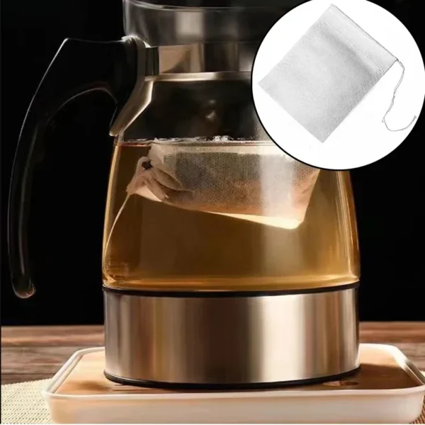100 Pcs Disposable Tea Bags Filter Bags for Tea Infuser with String Heal Seal Food Grade Non-woven Fabric Spice Filters Teabags - Image 3