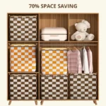 1Pc Portable Large Capacity Quilt Storage Bag Cute Bear Plaid Pattern Clothes Organizer Perfect Home Moving Storage Bag - Image 3