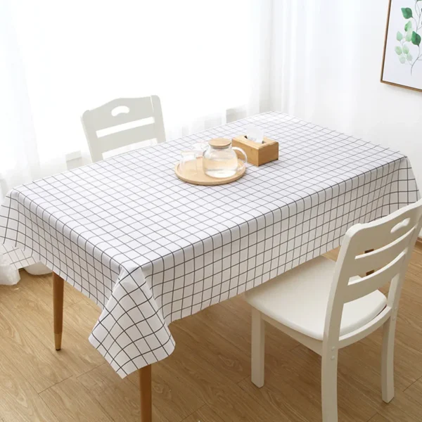 1pc 137X90CM Black And White PEVA Waterproof Oilproof Tablecloth Table Cloth Plaid Pattern Table Cover For Party Outdoor Picnic - Image 3