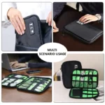 1pc Black Green Storage Bag Electronic Accessory Organizer Portable Usb Data Cable Charger Plug Travel Waterproof Organizer - Image 5