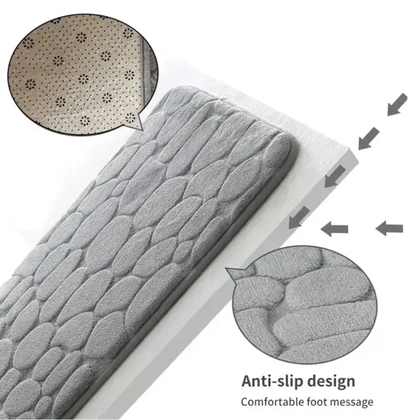 1pc embossed fiber carpet, bathroom living room anti slip mat, pebble floor mat, household items - Image 5
