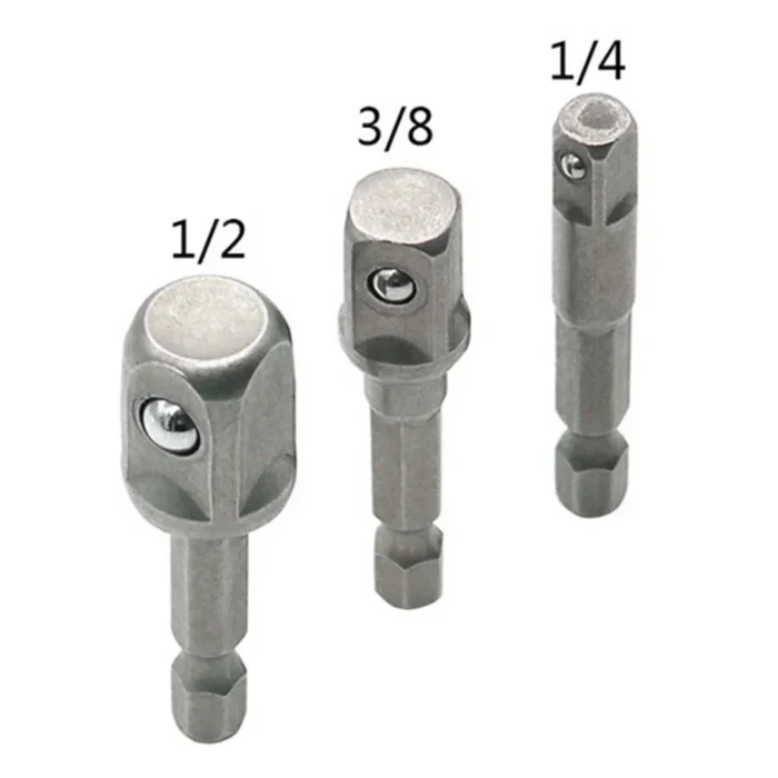 3 Pcs Drill Socket Adapter Impact Drill Extension Drill Bits Bar Socket Adapter 1/4 3/8 1/2 Size Hex Shank Square Head Drill Bit - Image 4