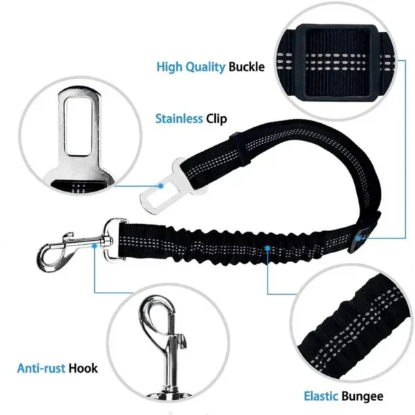 Elastic Nylon Dog Seat Belt For Small Large Dogs Adjustable Reflective Durable Lead Puppy Travel Car Safety Rope - Image 2