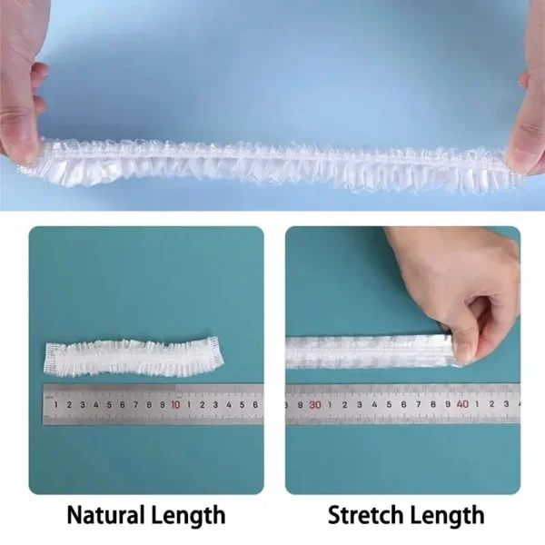 100/200 Pcs Disposable children Shower Cap for Hair Elastic Mesh Shape Plate plastic wrap cover Food grade food cover - Image 6