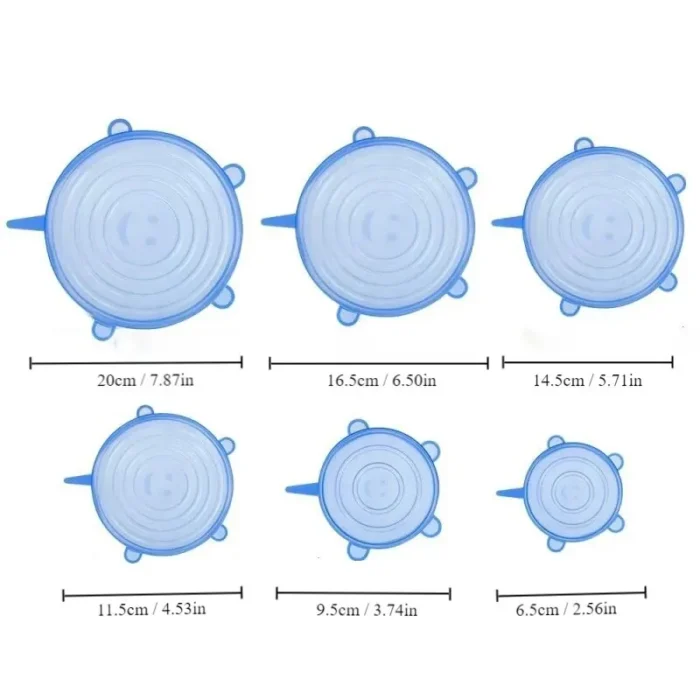 kf-Se588ba34001d47f9abed382f5a6e6215l 6pcs Reusable Silicone Stretch Lids For Food Bowls - Multifunctional Fruit And Vegetable Fresh-Keeping Cover - Image 6