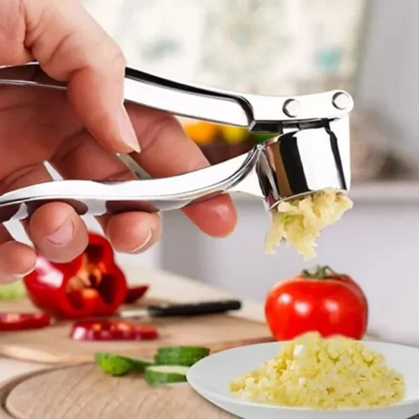 Garlic Press Anti-Skid Thickened Garlic Clip Multifunctional Zinc Alloy Stainless Steel Manual Pull Type Garlic Punch - Image 3