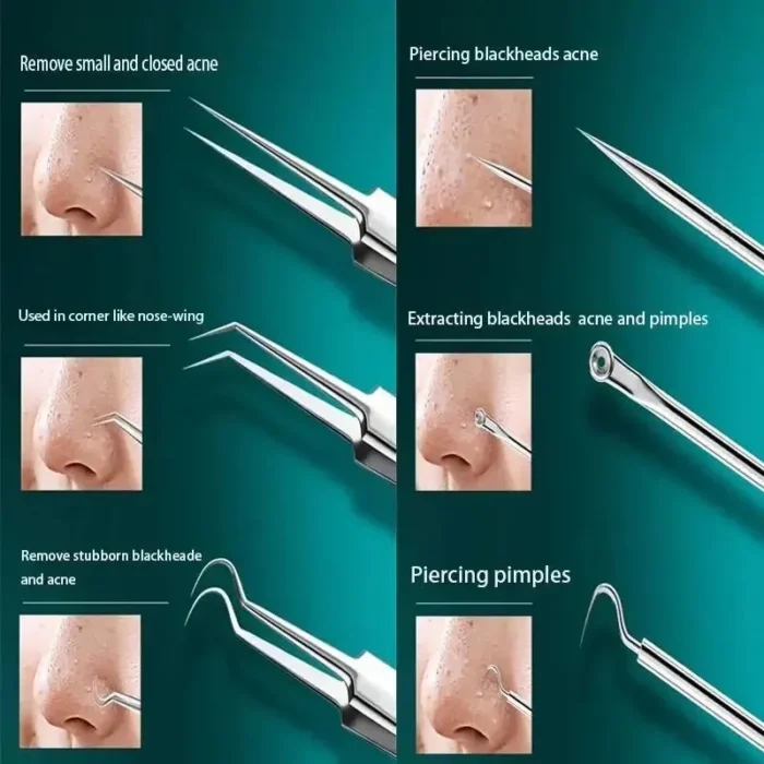 kf-Se679cc8cc6b74580b6daca3610f8b458J 11Pcs Ingrown Hair Tweezers Acne Blackhead Removal Needles Black Dots Cleaner Pore Cleaner Deep Cleansing Face Skin Care Tools - Image 6