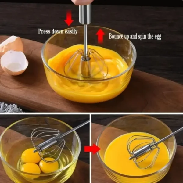 Stainless Steel Rotary Whisk Semi-Automatic Mixer Manual Whisk Household Cream Eggs Baking Gadgets - Image 3