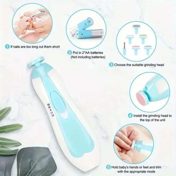 Baby Nail Grinder Electric Six-in-one Multi-head Anti-scratch Children Anti-meat Nail Clipping Manicure Suit Portable - Image 3