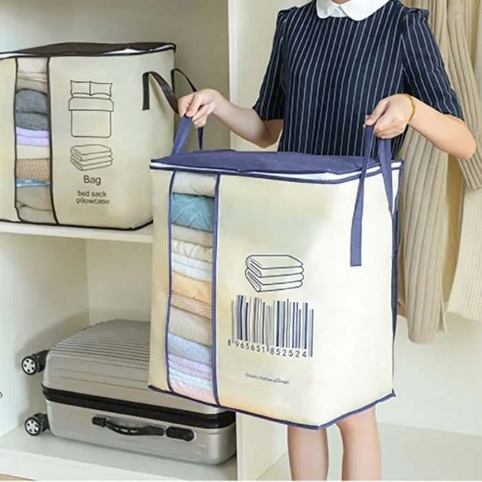 kf-Se9910a7ebc124642859b00bf0648f953F 1Pc Futon Storage Bag Non-Woven Fabrics Transparent Visual Window for Quilt Storage Household Items Storage Bag - Image 1