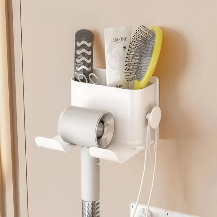 kf-Se99e65eaa7e94a73b1e05a64b90f50f0i 1 Pc Hair Dryer Storage Rack, Bathroom Dressing Table MultifunctionalStorage Rack, No Punching Blow Dryer Wall Mount Bracket - Image 2