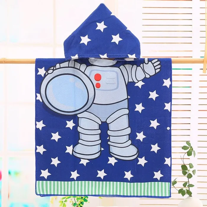 kf-Sea7332e65a5140f5bad5cdf3fa86cbb98 Newborn Wrap Blanket Cartoon Child Kid Hooded Cloak Infant Bathrob Baby Bath Towel Robe Cotton Boy Girl Beach Robe Astronaut Cap - Image 5