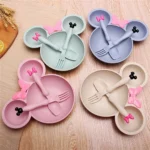 3 Pcs/Set Wheat Straw Children'S Tableware Set Kindergarten Baby Feeding Supplement Dinner Plate Bowl Spoon Fork Children'S Tabl - Image 6