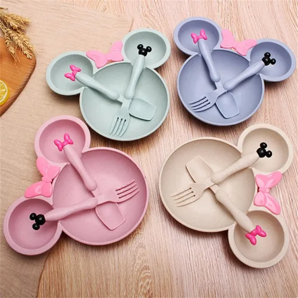 3 Pcs/Set Wheat Straw Children'S Tableware Set Kindergarten Baby Feeding Supplement Dinner Plate Bowl Spoon Fork Children'S Tabl - Image 6