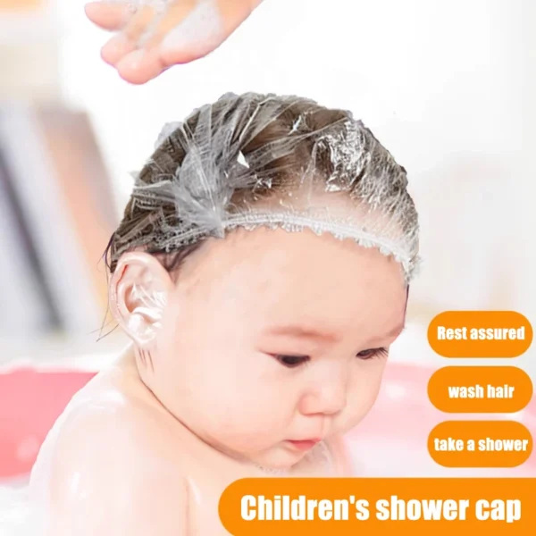 100/200 Pcs Disposable children Shower Cap for Hair Elastic Mesh Shape Plate plastic wrap cover Food grade food cover - Image 3