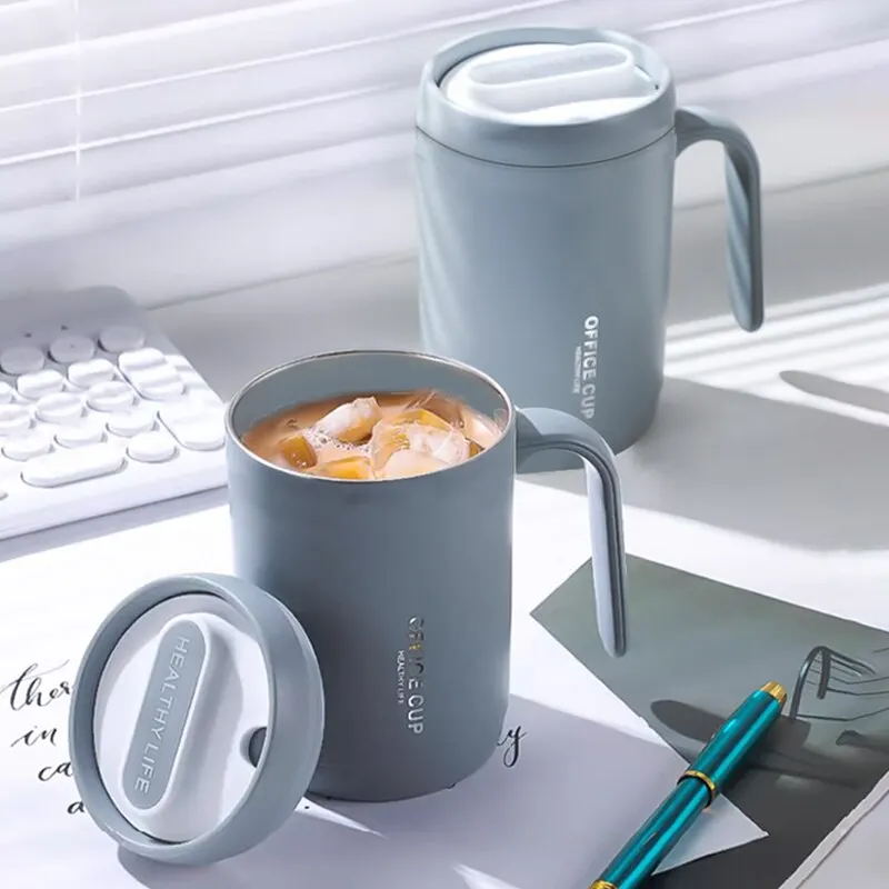kf-See486761b7724c9e8202ee96a480c697x 1pc Grey Creative PP Liner Drinking Cup Portable Office Large Capacity Covered Milk Coffee Cup Gift For Kitchen Travel Domestic - Image 1