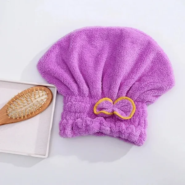 1Pc Microfibre Quick Hair Drying Bath Towel Bowknot Wrap Towel Cap Bathroom Accessories Bonnets For Women Designer Shower Cap - Image 4