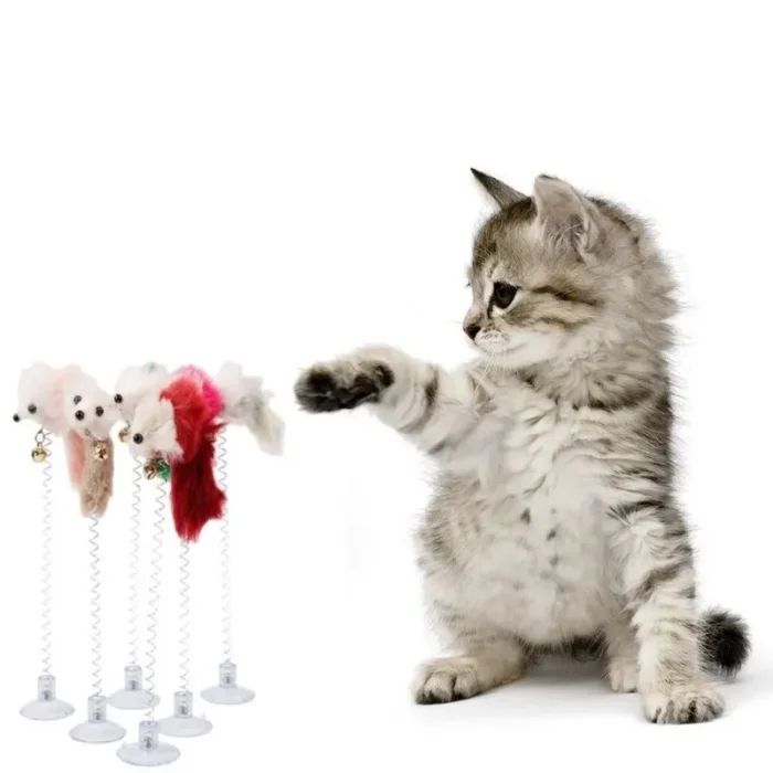 kf-Sefb36a6fd8f44c099cade77ca90b8c62C Cartoon Pet Cat Toy Stick Feather Rod Mouse Toy With Mini Bell Cat Catcher Teaser Interactive Cat Toy - Image 2