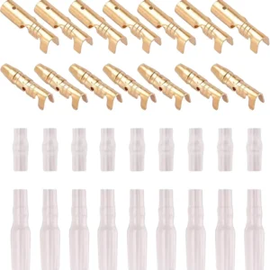 200PCS 3.9mm Bullet Connectors Kit Brass Bullet Male & Female Wire Terminals Connector with Insulation Cover for Motorcycle Moto