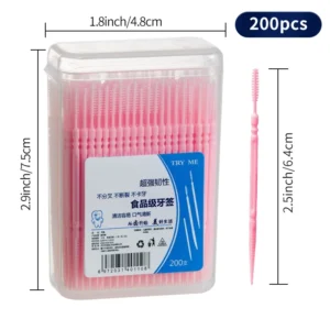 Toothpick Brush 200 PCs Boxed Plastic Toothpick Disposable Household Interdental Brush Teeth Picking Dental Floss