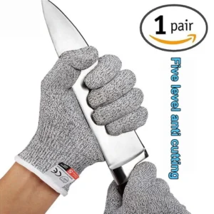 A Pair Anti Cut Proof Gloves Hot Sale Grey Black Anti Cut Level 5 Safety Work Gloves Glass Cutting Safety Protection