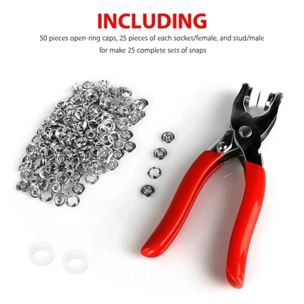 400pcs Prong Rings 9.5mm Buckle Buttons Metal Colour Pliers Snap Button Claw DIY Set Hand Pressure Plier Rivet Buckle Sew Tool - Image 4
