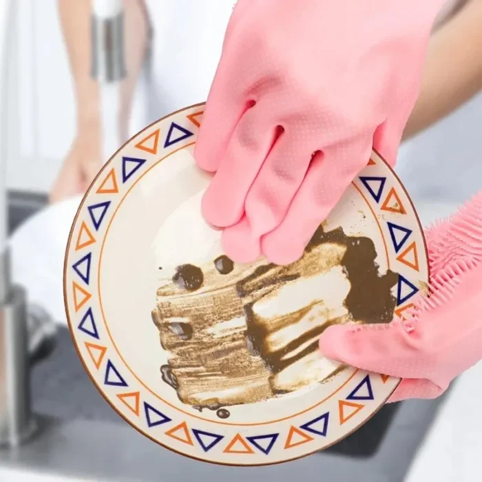 Dishwashing Cleaning Gloves Magic Silicone Rubber Dish Washing Gloves for Household Sponge Scrubber Kitchen Cleaning Tools - Image 2