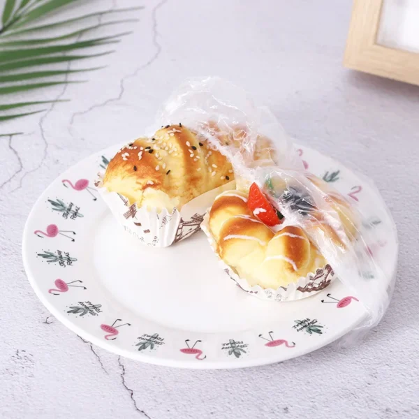 100/200 Pcs Disposable children Shower Cap for Hair Elastic Mesh Shape Plate plastic wrap cover Food grade food cover - Image 2