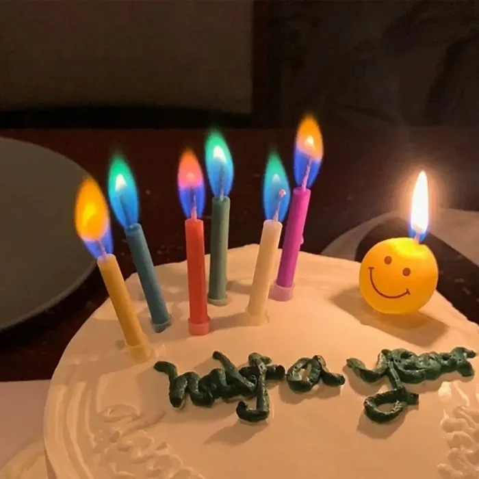 kf-Sf5dbe5154eb64857add3372f766e2aa0g Colored Birthday Party Supplies 6/12pcs Wedding Colorful Multicolor Candles Safe Flames Dessert Cake Candles Decoration - Image 4