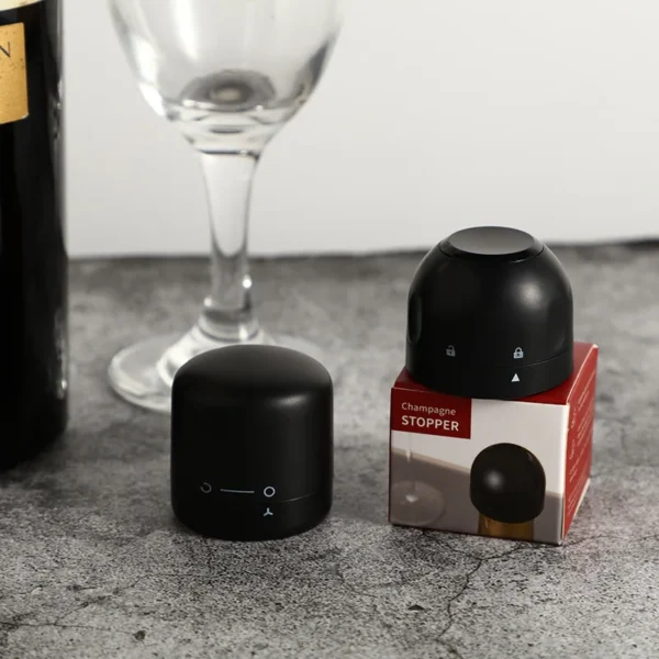 1pc Black Domestic Kitchen Sealing Red Wine Bottles Stoppers Mini Preservation Spin Leak Proof Wine Champagne Stoppers Cap - Image 2