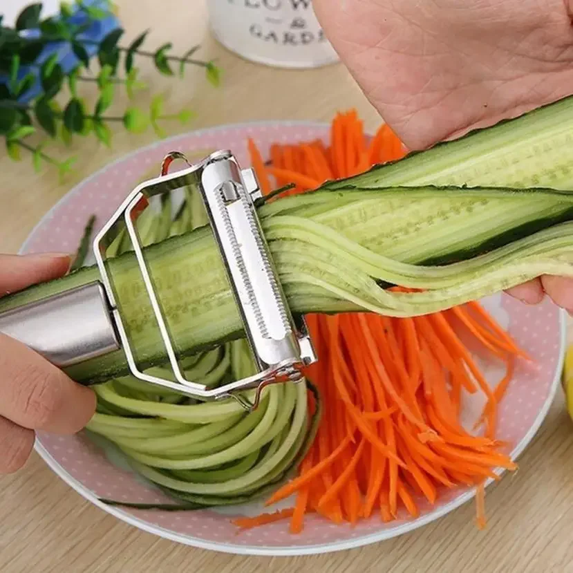 kf-Sf974d891d35c4c25bcf4cbd0bbe2e11cd High Quality Stainless Steel Potato Cucumber Carrot Grater Julienne Peeler Vegetables Fruit Peeler Vegetable Slicer - Image 1
