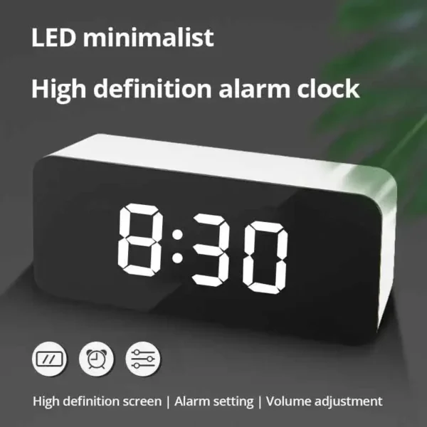 kf-Sf9dbb5e7c1814675b42e7a12a428bd6fg 1Pc White LED Mirror Table Clock Snooze Display Time Night Light Desktop USB Alarm Clock Home Decor - Image 1