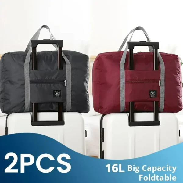 2 Pack Foldable Travel Duffel Bag for Airlines Carry on Bag Weekender Overnight Hospital Tote Bag Gym Duffel Bag Women Men - Image 1