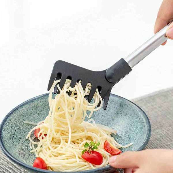 Stainless Steel Noodle Tongs Non-slip Handle Heat-resistant Chuck Easy To Store Multi-functional Food Tongs - Image 2