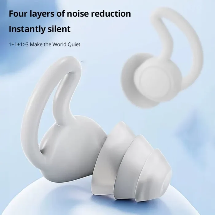 kf-Sfcb0f792ff384822b780d2ab0c2025a1F Soundproof Earplugs Three Layer White Silicone Earplugs Waterproof Swimming Earplugs Sleep Noise Reduction - Image 1