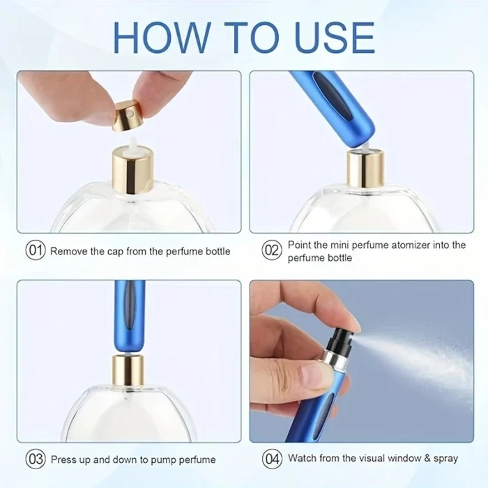 kf-Sfd7a007d6b15453b9c1438392ca4952cL 6 Portable Spray Bottles Travel Size 5ml Self-Priming Bottom Fill Perfume Bottle Set - Image 2