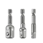 3 Pcs Drill Socket Adapter Impact Drill Extension Drill Bits Bar Socket Adapter 1/4 3/8 1/2 Size Hex Shank Square Head Drill Bit - Image 3