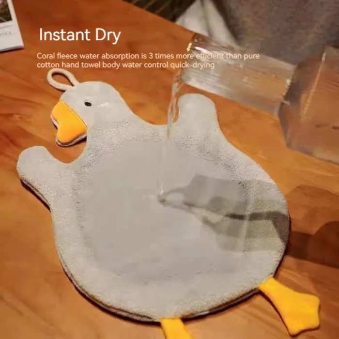 kf-Sfe956ea9f33d46099af19618d0eca640q Cartoon Goose Hand Towel Kitchen Bathroom and Toilet Hand Towel Hanging Type with Super Water Absorption Quick Drying It Is Hard - Image 4