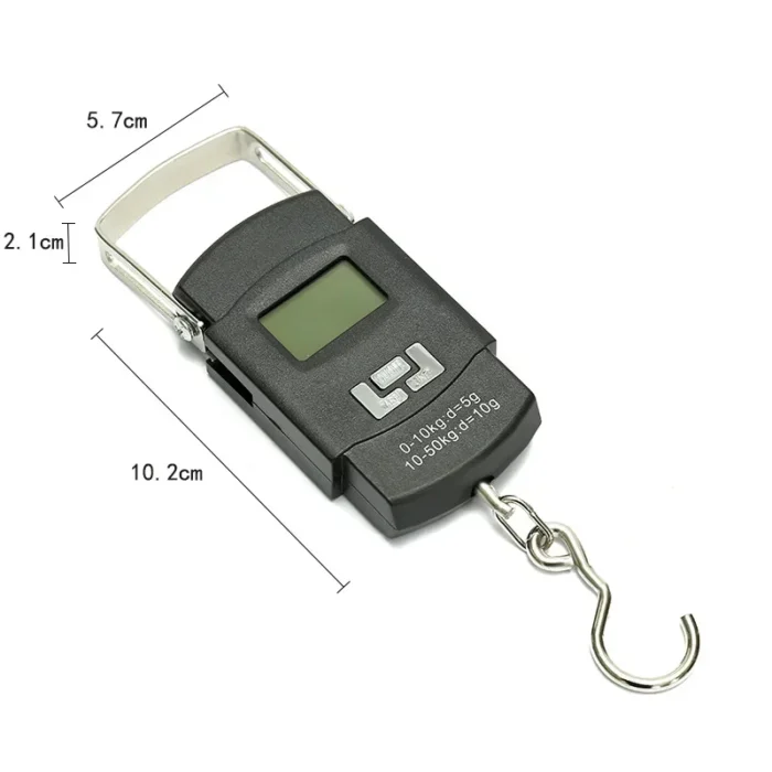 kf-Sff21fb13e086442b88fc48abef6cc0ac9 1pc Black 50kg Portable Electronic Portable Luggage Scale LCD Digital Display Screen Express Delivery Scale Hook Mini Scale - Image 6