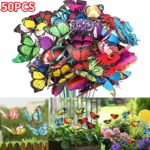A 24PCS 10PCS 3DThree-Dimensional PVC Simulation Butterfly Outdoor Garden Decoration Creative Floral Pole Color Random Beautiful