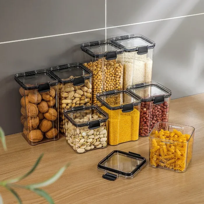 kf-S19222aae582b42dba91ad22ead73bd94q 1pc Clear Food Storage Box,Food Storage Container With Lid, Plastic Kitchen And Pantry Organization Canisters - Image 1