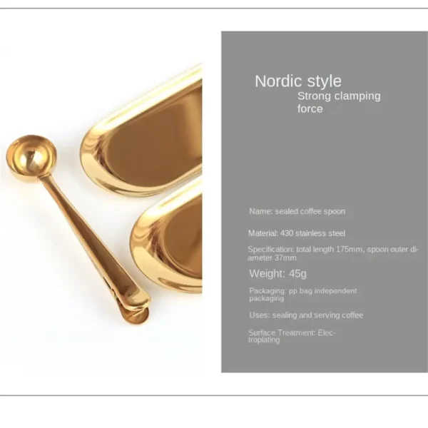 2-in-1 Coffee Scoop Stainless Steel Coffee Powder Measuring Scoop with Sealing Clip Tea Milk Powder Scoop Coffee Accessories - Image 6