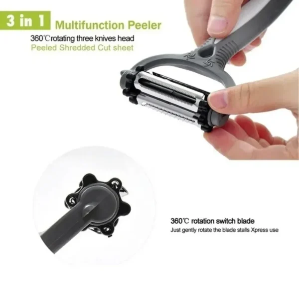 1PC New Multifunctional 360 Degree Rotary Peeler Kitchen Tool 3 in 1 Rotary Fruit Vegetable Carrot Potato Peeler Cutter Slicer - Image 2
