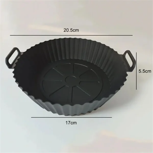 1PC Air Fryer Silicone Baking Tray Mat Circular High-Temperature Resistant Foldable Food Grade Double Ear Baking Tray - Image 6