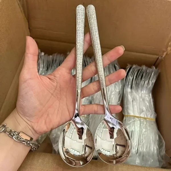 kf-S2a3acaa2e5d04bb294afa87fe64ba13b7 Rust-Resistant Stainless Steel Spoons | Ergonomic Design, Durable, Long-lasting Kitchen Utensils for Korean & Western Cuisine - Image 1