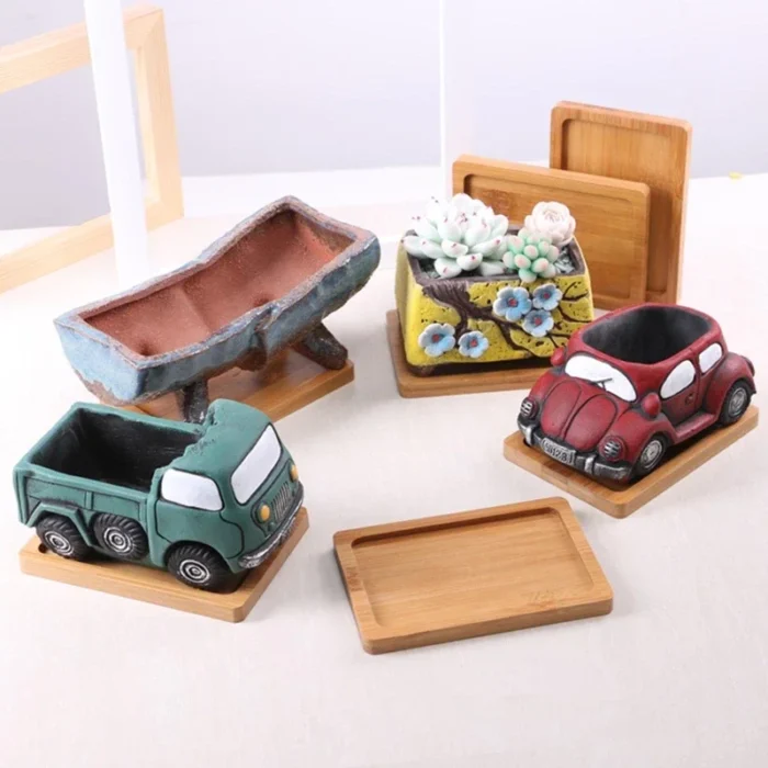 kf-S2aa6836b0e4c434da202ca469fcf43055 Multi Bamboo Tray Wood Saucer Flower Pot Tray Cup Pad Coaster Plate for Kitchen Decorative Plate Creative Coaster Coffee Cup Mat - Image 5