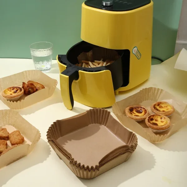 100Pcs Air Fryer Paper Oil Proof Isolation Paper Tray Disposable Non Stick Baking Pad Convenient And Durable Air Fryer Square - Image 2
