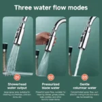 1pc 3 Three ModesFaucet Extender Metal Alloy Head Water Saver Home Extended Shower Spray Filter - Image 2
