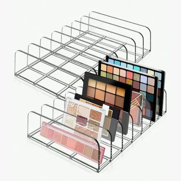 7-Compartment Transparent Makeup Organizer for Eyeshadow Palette and Cosmetics, Vanity Table and Bathroom Countertop Storage Box - Image 7